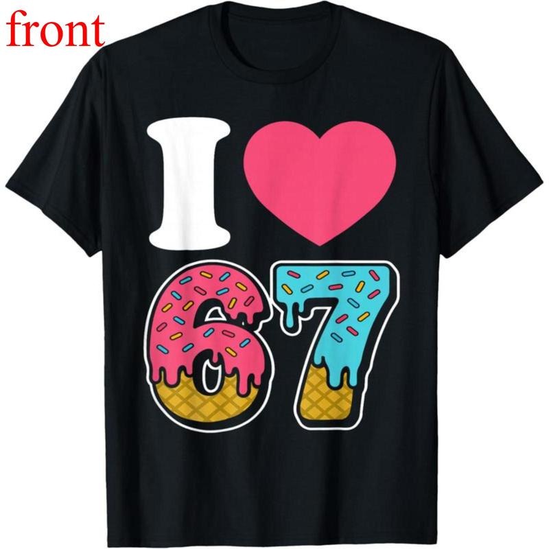 100% Cotton Funny I Love 67 Heart Meme Six Seven Gen - Adult & Kids T-Shirts, Sweatshirts & Hoodies apparel design preview 1