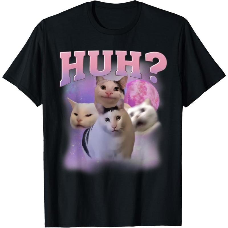 100% Cotton Funny Meme Huh Cat Lovers Humor - Adult & Kids T-Shirts, Sweatshirts & Hoodies apparel design preview 1