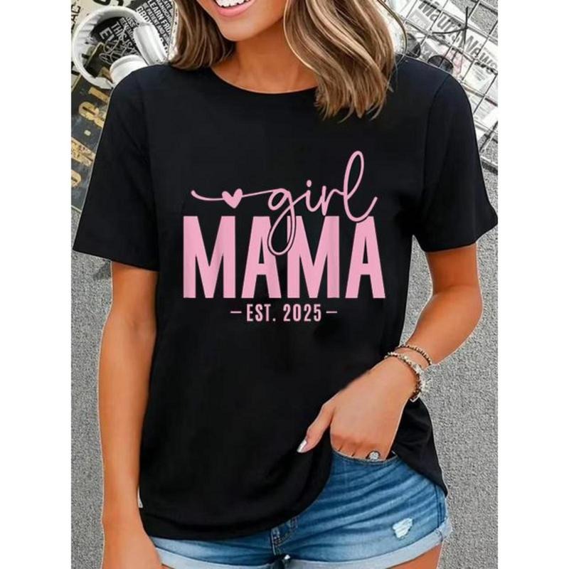 100% Cotton Girl Mama Est 2025 Mom Pregnancy Be - Adult & Kids T-Shirts, Sweatshirts & Hoodies apparel design preview 1