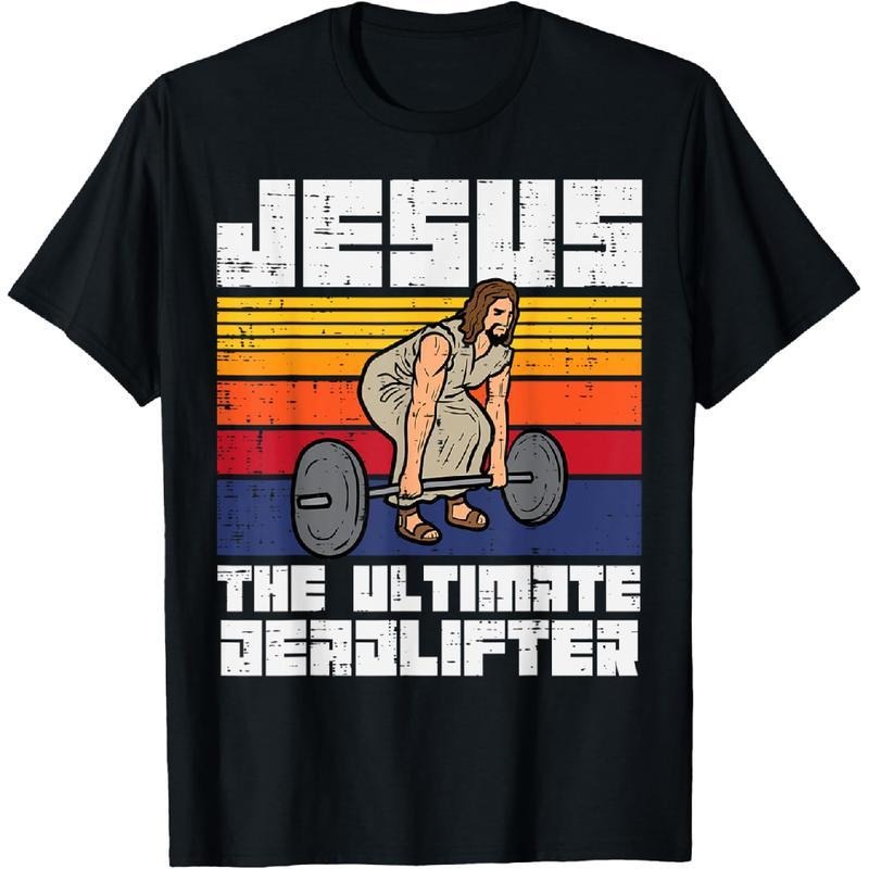 100% Cotton Gym Jesus Deadlifter Christian Workout - Adult & Kids T-Shirts, Sweatshirts & Hoodies apparel design preview 1