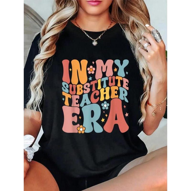 100% Cotton My Substitute Teacher Era Retro Groovy - Adult & Kids T-Shirts, Sweatshirts & Hoodies apparel design preview 1