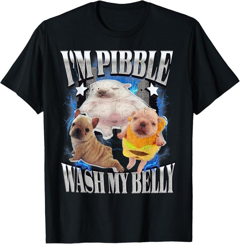 100% Cotton Silly Meme Pibble Wash My Belly Clean - Adult & Kids T-Shirts, Sweatshirts & Hoodies apparel design preview 1