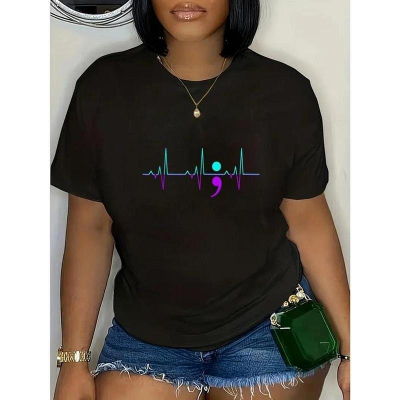 100% Cotton Suicide Awareness Heartbeat Happy Ribbon - Adult & Kids T-Shirts, Sweatshirts & Hoodies apparel design preview 1