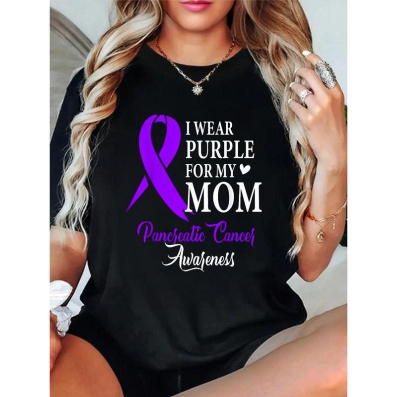 100% Cotton I Purple My Mom Pancreatic Cancer - Adult & Kids T-Shirts, Sweatshirts & Hoodies apparel design preview 1