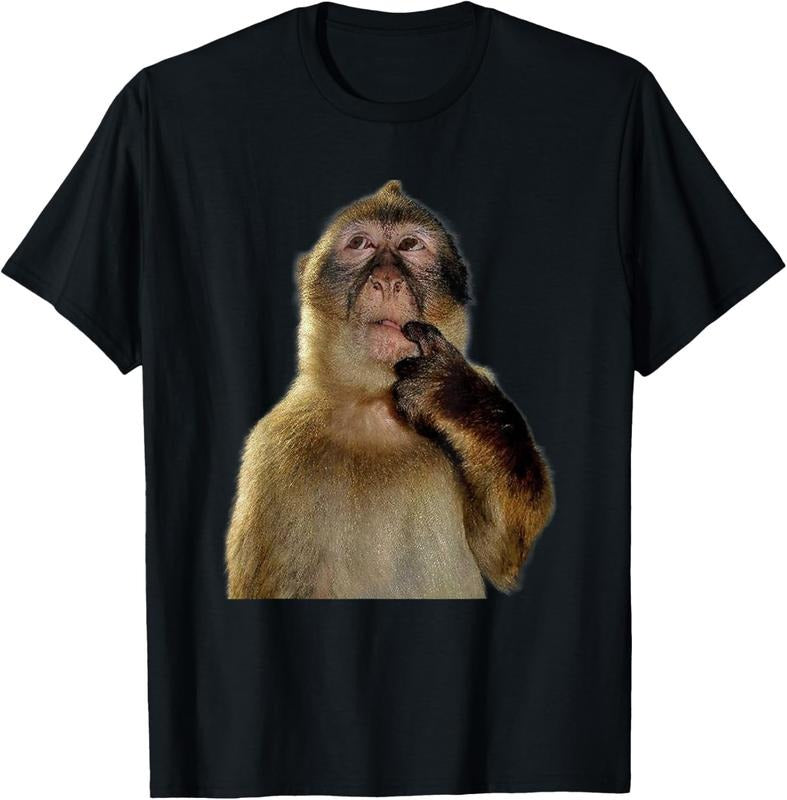 100% Cotton Thinking Monkey Meme - Adult & Kids T-Shirts, Sweatshirts & Hoodies apparel design preview 1