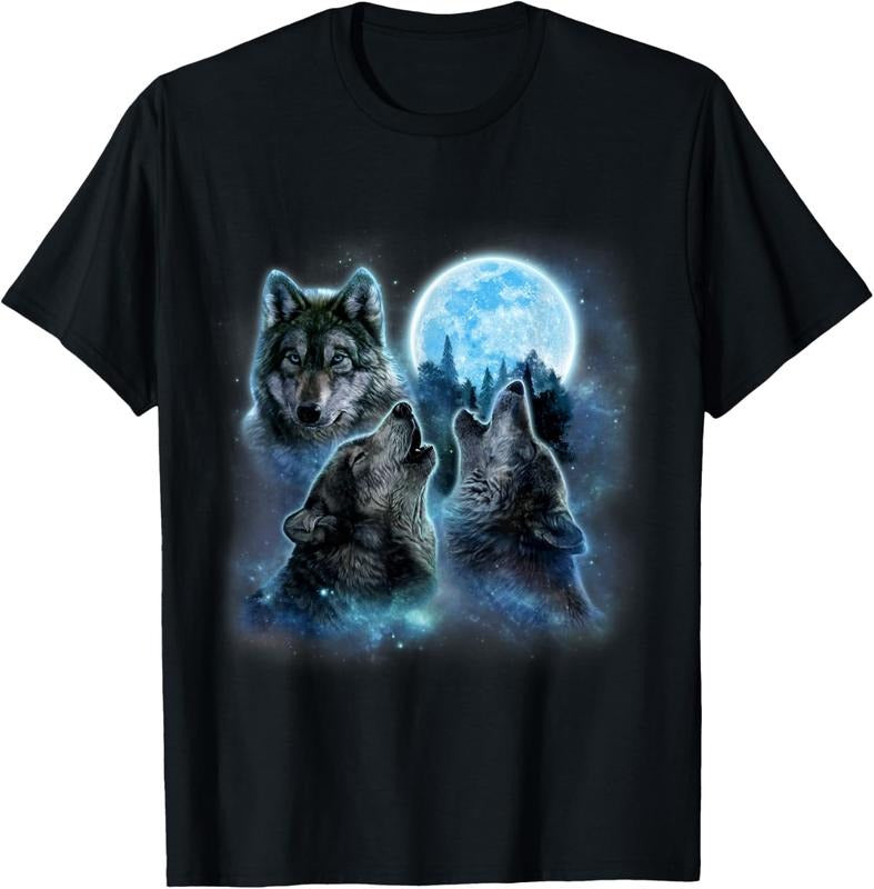 100% Cotton Three Wolves Howling Under Icy Full Moon - Adult & Kids T-Shirts, Sweatshirts & Hoodies apparel design preview 1