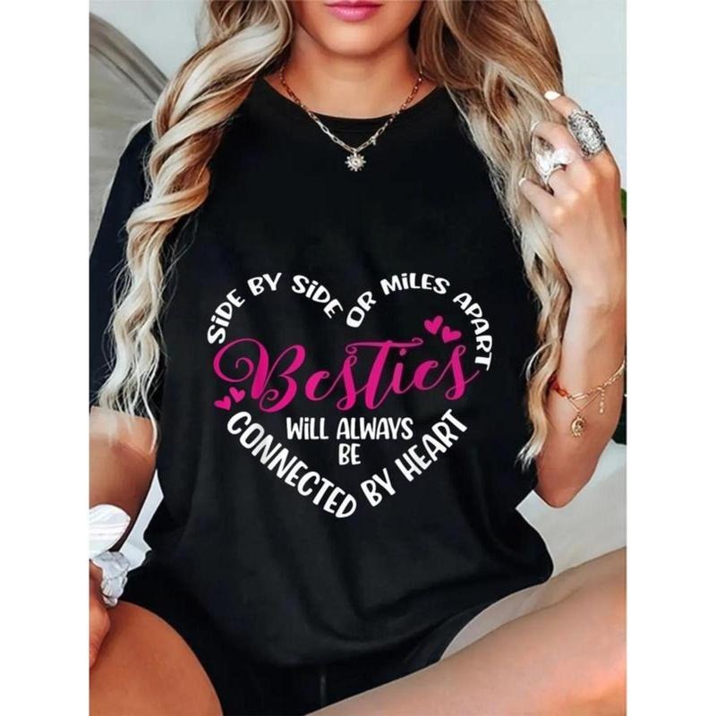 100% Cotton Besties Will Always Be Connected Heart - Adult & Kids T-Shirts, Sweatshirts & Hoodies apparel design preview 1