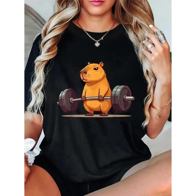100% Cotton Deadlift Capybara Funny Fitness Capy - Adult & Kids T-Shirts, Sweatshirts & Hoodies apparel design preview 1