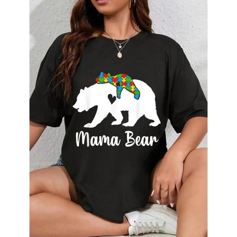 100% Cotton Mama Mom Bear Love Support Autism - Adult & Kids T-Shirts, Sweatshirts & Hoodies apparel design preview 1