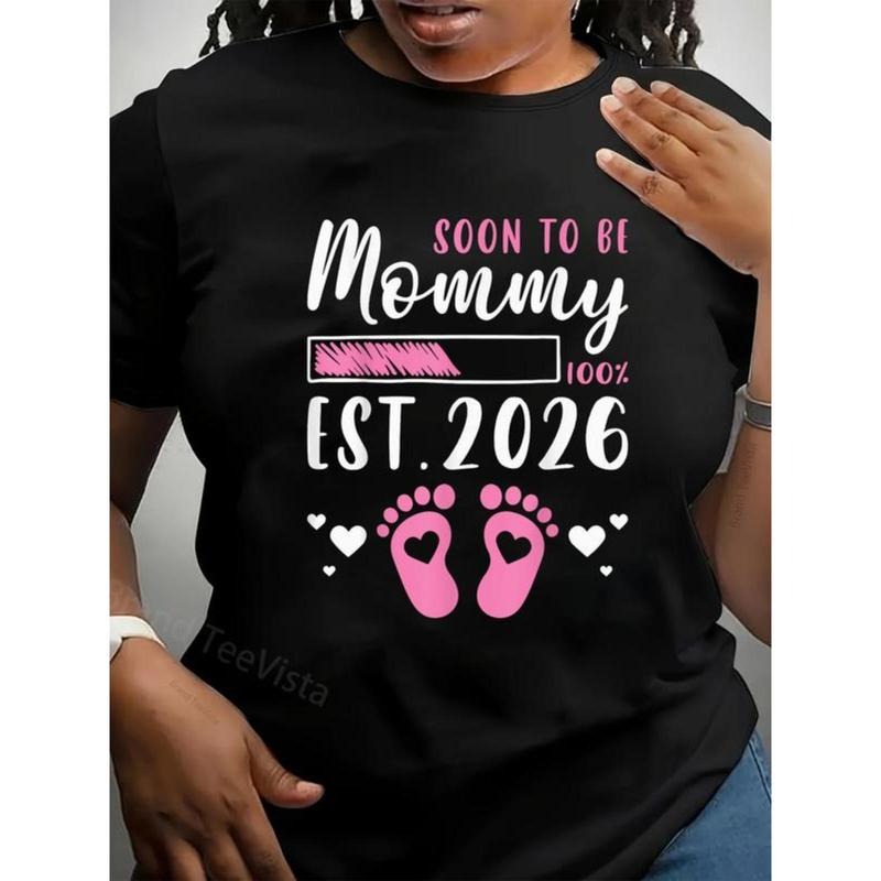 100% Cotton Soon Be Mommy Est 2026 Pregnancy Reveal - Adult & Kids T-Shirts, Sweatshirts & Hoodies apparel design preview 1