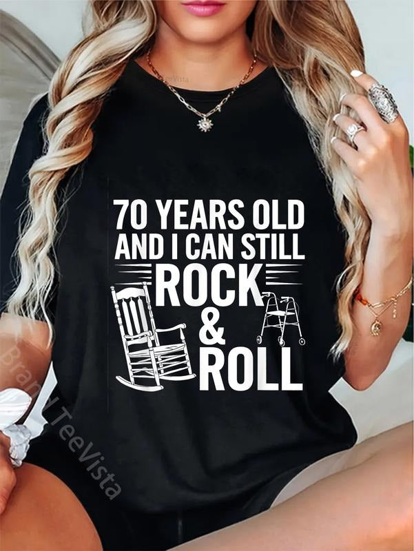 100% Cotton 70 Years Old Funny Rock Roll Humor - Adult & Kids T-Shirts, Sweatshirts & Hoodies apparel design preview 1