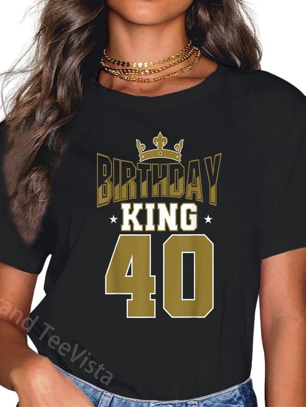 100% Cotton King 40 Bday Party Celebration 40th Royal - Adult & Kids T-Shirts, Sweatshirts & Hoodies apparel design preview 1