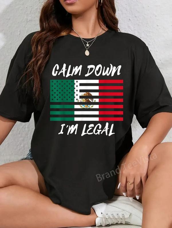 100% Cotton Calm Down I'M Legal Mexico Flag - Adult & Kids T-Shirts, Sweatshirts & Hoodies apparel design preview 1