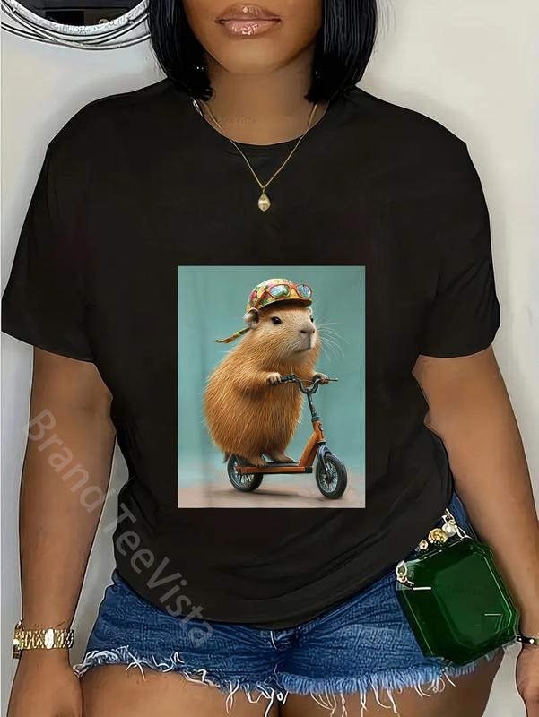 100% Cotton Capybara Riding Scooter Glasses Funny 02 - Adult & Kids T-Shirts, Sweatshirts & Hoodies apparel design preview 1