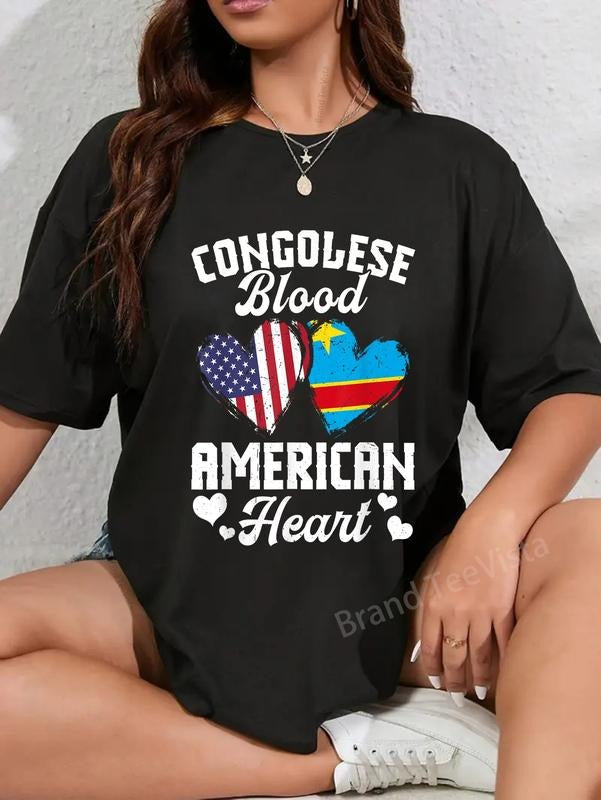 100% Cotton Congolese Flag Uniform American US Flags - Adult & Kids T-Shirts, Sweatshirts & Hoodies apparel design preview 1