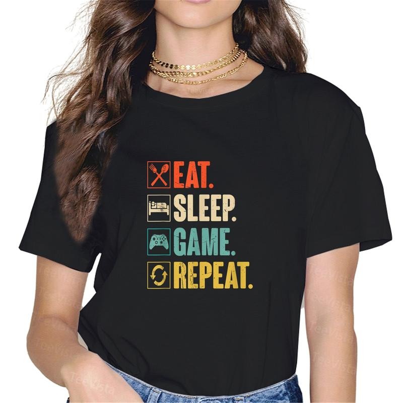 100% Cotton Eat Sleep Game Repeat Funny Gamer - Adult & Kids T-Shirts, Sweatshirts & Hoodies apparel design preview 1