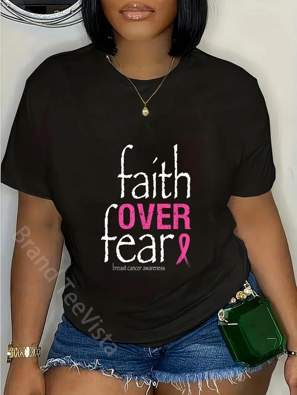 100% Cotton Faith Over Fear Breast Cancer Awareness - Adult & Kids T-Shirts, Sweatshirts & Hoodies apparel design preview 1