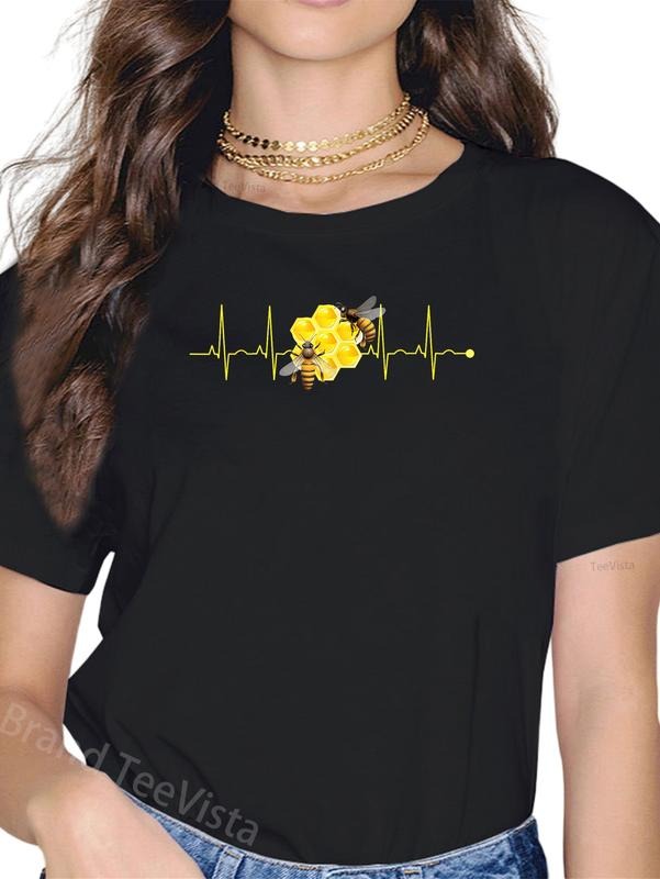 100% Cotton Funny Bee Heartbeat Hive Nature Buzzing - Adult & Kids T-Shirts, Sweatshirts & Hoodies apparel design preview 1