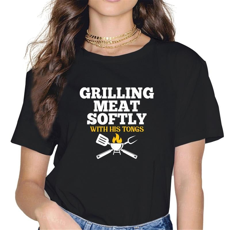 100% Cotton Grilling Meat Softly His Tongs Funny - Adult & Kids T-Shirts, Sweatshirts & Hoodies apparel design preview 1