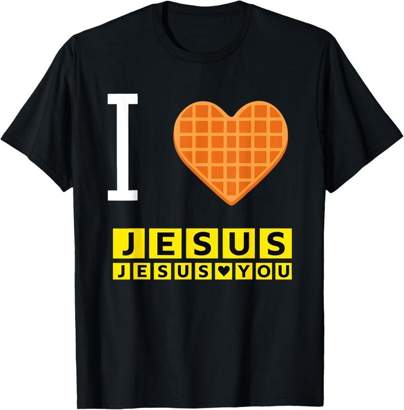 100% Cotton I Love Jesus Waffle Heart Funny Christian - Adult & Kids T-Shirts, Sweatshirts & Hoodies apparel design preview 1
