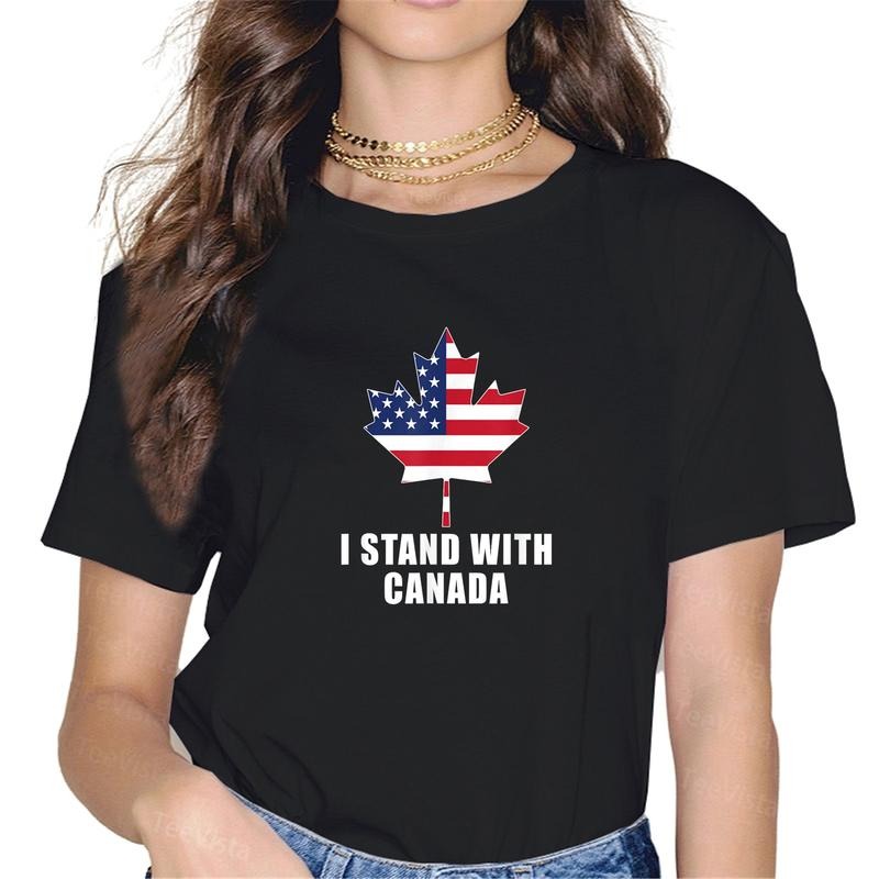 100% Cotton I Stand Canada America Canadian USA Flag - Adult & Kids T-Shirts, Sweatshirts & Hoodies apparel design preview 1