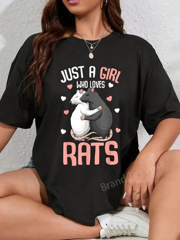 100% Cotton Just Girl Who Loves Rats Rat Lover - Adult & Kids T-Shirts, Sweatshirts & Hoodies apparel design preview 1