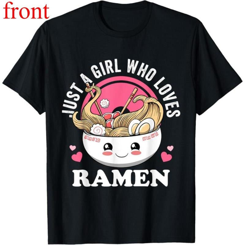100% Cotton Just Girl Who Loves Ramen Japanese - Adult & Kids T-Shirts, Sweatshirts & Hoodies apparel design preview 1