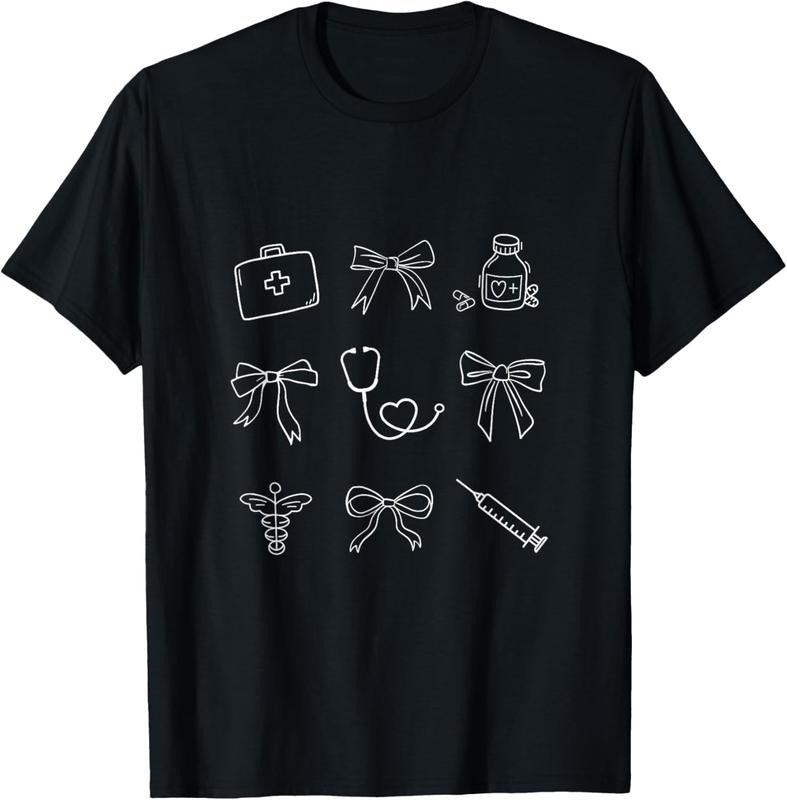100% Cotton Medical Doodles Coquette Bows Nurse - Adult & Kids T-Shirts, Sweatshirts & Hoodies apparel design preview 1