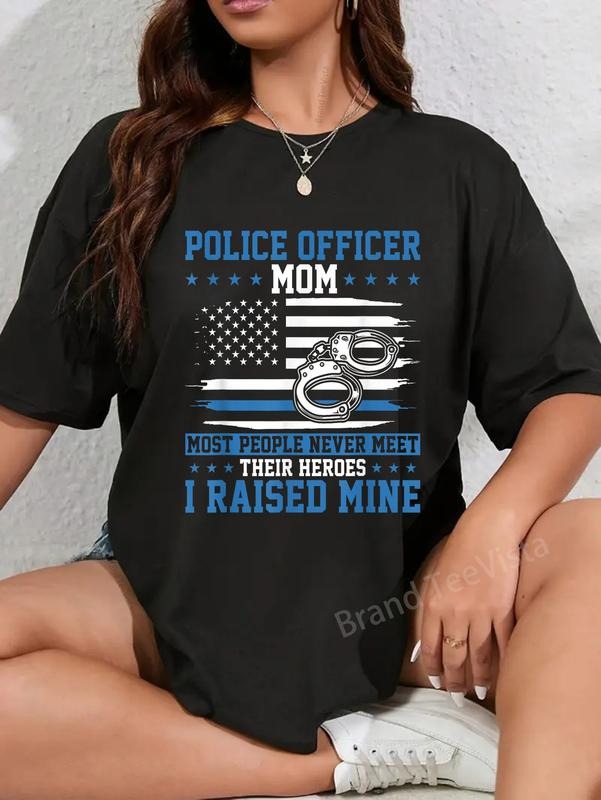 100% Cotton Police Supporter I Raised My Hero Officer - Adult & Kids T-Shirts, Sweatshirts & Hoodies apparel design preview 1