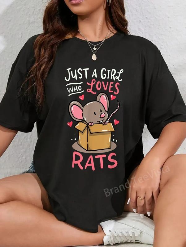 100% Cotton Rat Just Girl Who Loves Rats Funny Cute - Adult & Kids T-Shirts, Sweatshirts & Hoodies apparel design preview 1