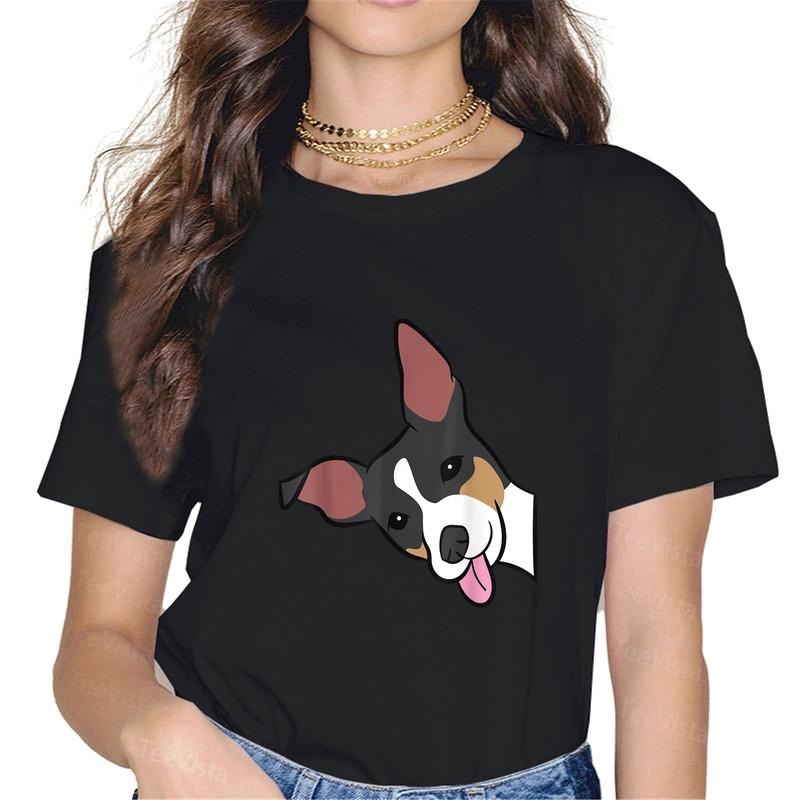 100% Cotton Rat Terrier Dog Peeking Side Funny - Adult & Kids T-Shirts, Sweatshirts & Hoodies apparel design preview 1
