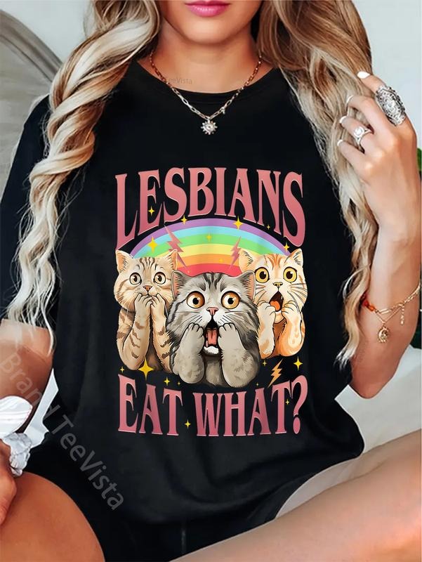 100% Cotton Retro Lgbt Eat What Cat Lesbian Pride - Adult & Kids T-Shirts, Sweatshirts & Hoodies apparel design preview 1