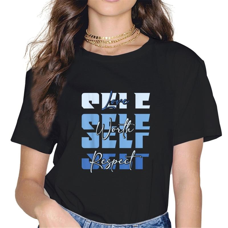 100% Cotton Self Ish Love Worth Respect Blue Positive - Adult & Kids T-Shirts, Sweatshirts & Hoodies apparel design preview 1