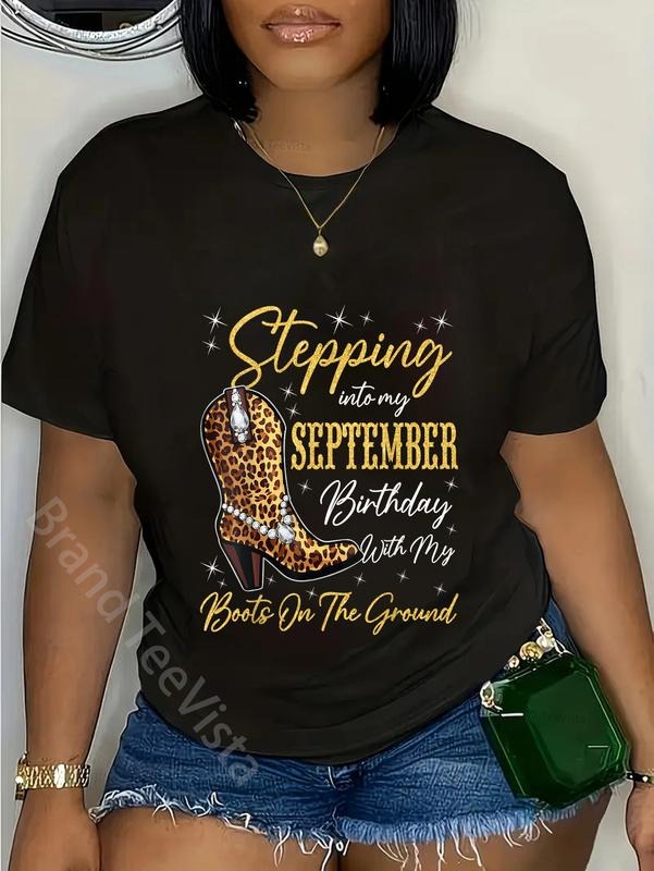 100% Cotton Stepping My September Western Cowgirl - Adult & Kids T-Shirts, Sweatshirts & Hoodies apparel design preview 1