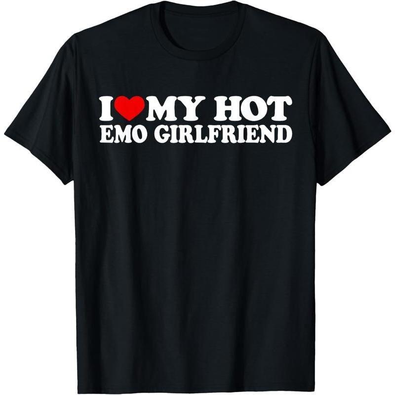 100%Cotton I Love My Hot Emo Girlfriend Red Heart Gf - Adult & Kids T-Shirts, Sweatshirts & Hoodies apparel design preview 1