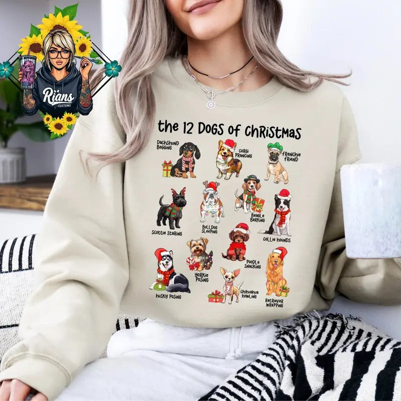 12 Dogs Comfortable Cozy Crew Neck Cute - Adult & Kids T-Shirts, Sweatshirts & Hoodies apparel design preview 1
