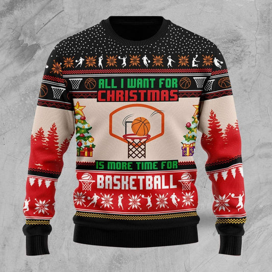 All I want for Christmas is more time for basketball 3D Christmas Sweater - Holiday Gift product image