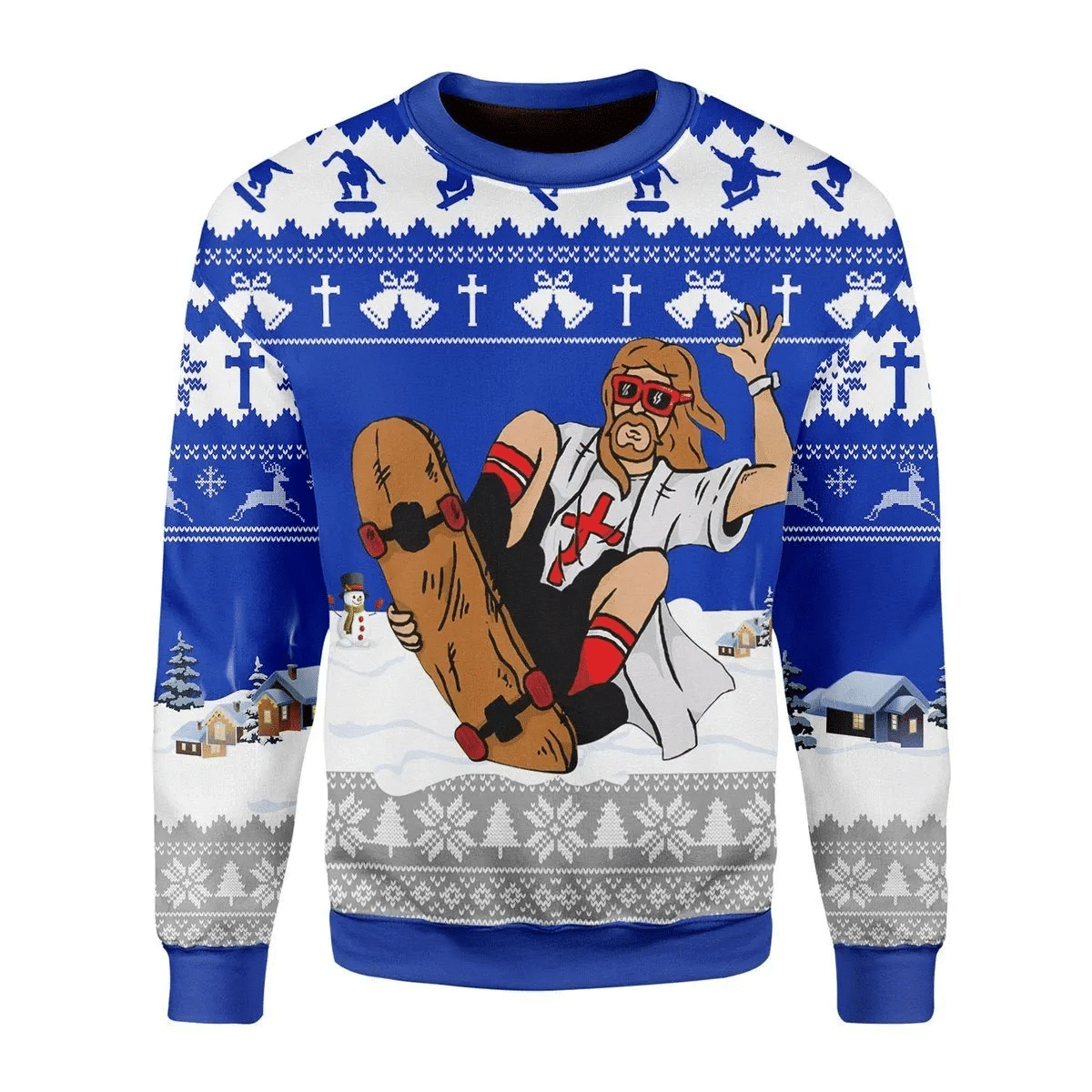 Jesus Skateboarding 3D Christmas Sweater - Holiday Gift product image 2