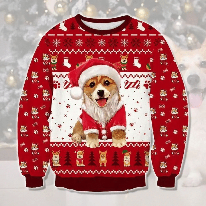 Merry corgi dog corgmas 3D Christmas Sweater - Holiday Gift product image