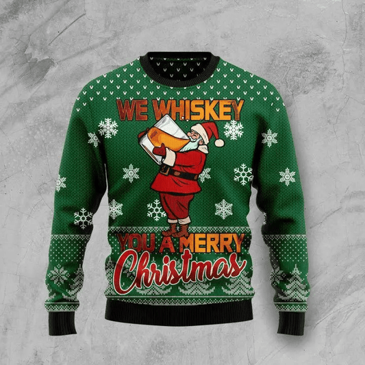 We whiskey you a merry 3D Christmas Sweater - Holiday Gift product image