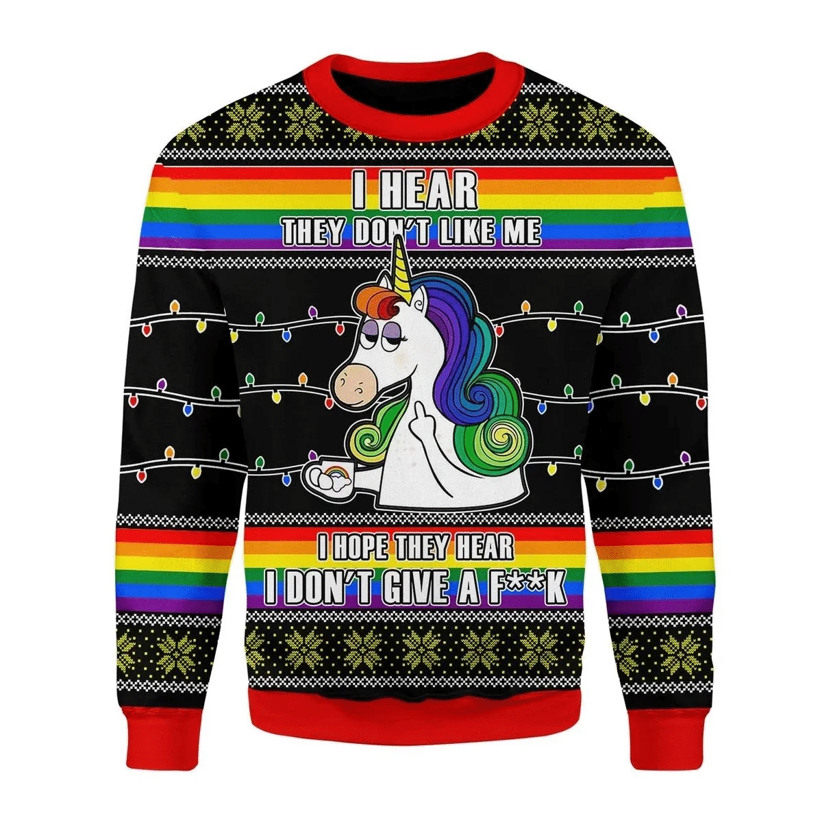Unicorn i hear they don’t like me 3D Christmas Sweater - Holiday Gift product image