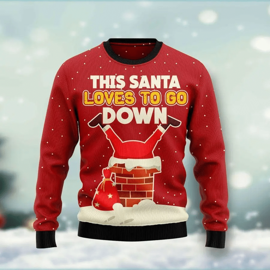 This Santa loves to go down 3D Christmas Sweater - Holiday Gift product image