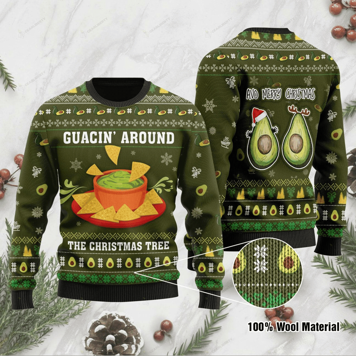 Guacin around the Chirstmas tree avo merry Chirstmas 3D Sweater - Gift Idea product image