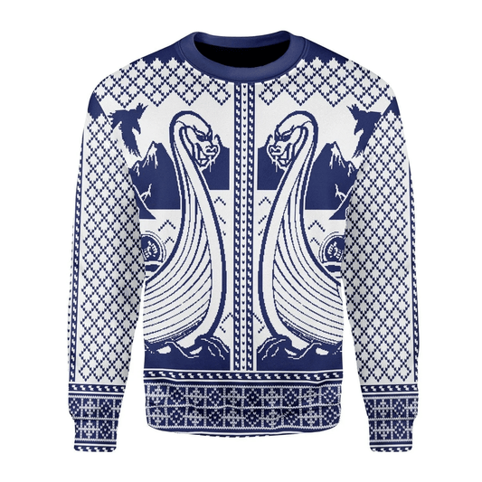 Viking boat 3D Christmas Sweater - Holiday Gift product image