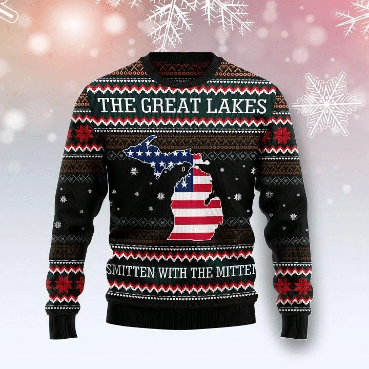 The great lakes smitten with the mitten 3D Christmas Sweater - Holiday Gift product image