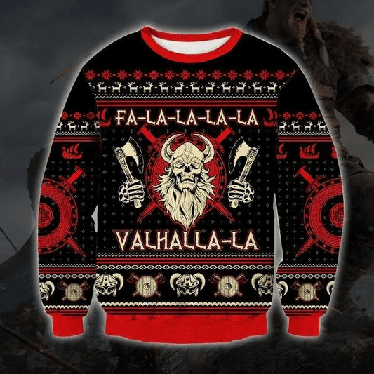 Viking fa la la la la valhalla la 3D Christmas Sweater - Holiday Gift product image