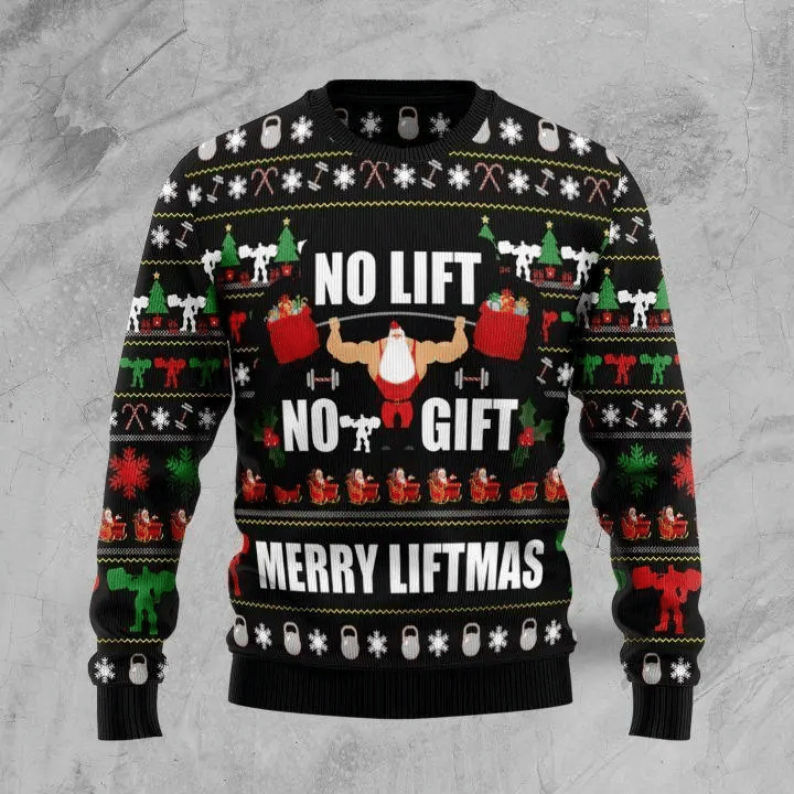 No lift no gift merry 3D Christmas Sweater - Holiday Gift product image