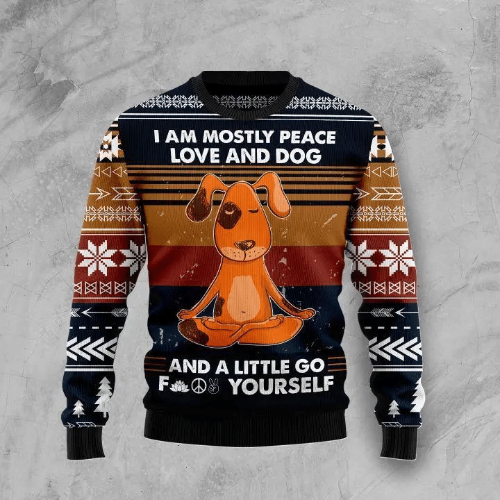 I am mostly peace love and dog 3D Christmas Sweater - Holiday Gift product image