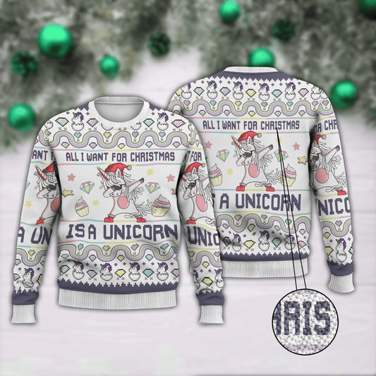 All i want for Chirstmas is a unicorn 3D Christmas Sweater - Holiday Gift product image
