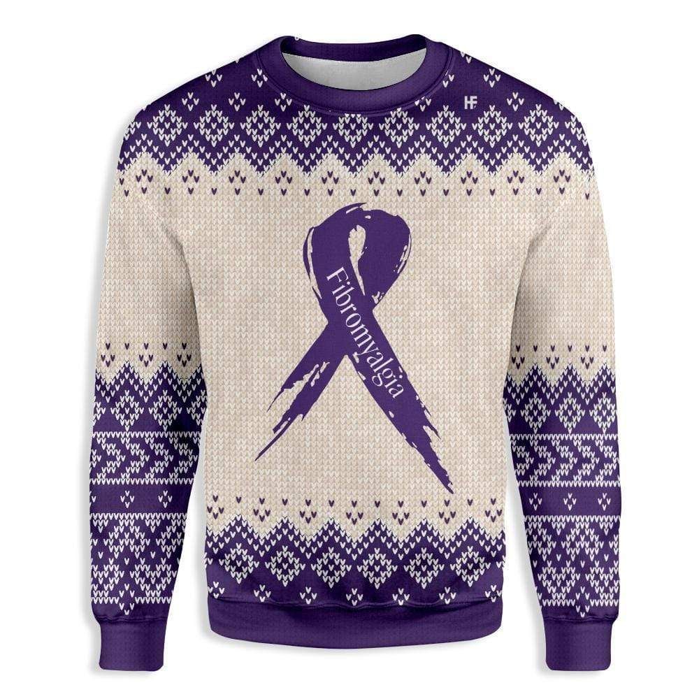 Purple Ribbon Fibromyalgia Awareness #H 3D Sweater - Gift Idea product image